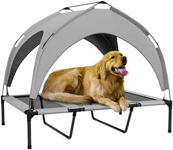 PawHut Lit Chien surélevé, lit de Camp pour Chien, Velum en Taffetas, lit pour Chien, Tissu textilène Micro-perforé + Sac de Transport Inclus, Facile à Assembler, 106 x 76 x 94 cm, Gris