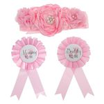 Toddmomy 1 Set Sash Pregnancy Reveals Reveal Maternity Mommy Daddy Baby Kit to Keepsake Boy Ribbon and Button Shower Be New Corsage Gender Party Dad Corsages Combo Belly Pin Badges Belt