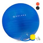 SOLARA Men & Women PVC Gym Ball for Exercise & Yoga with Pump, Anti Burst Swiss Birthing Stability Ball for Workout & Fitness, Yoga Ball, Exercise Ball for Men & Women (Blue 45cm)