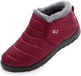 Womens Snow Boots Winter Warm Booties Fur Lined Anti-Slip Ankle Boots Outdoor Slip On Waterproof Booties Comfortable Warm Shoes Red Size 9.5