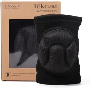 Tokcom Baby Knee Pads for Crawling, Toddler Leg Warmer, Infant Kneepads, Adjustable Elastic Leg Warmers, Black Leg Protector (Pad Plus+, Middle)