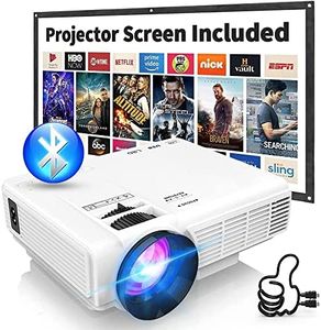 PANSEBA Projector with Two-way Bluetooth, Mini Projector with Projector Screen, Full HD 1080P Portable Video Projector, Home Movie Projector Compatible with HDMI/USB/Smartphone