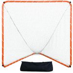 VEVOR Lacrosse Goal, 6' x 6' Lacrosse Net, Steel Frame Backyard Lacrosse Training Equipment, Portable Lacrosse Goal with Carry Bag, Quick & Easy Setup, Perfect for Youth Adult Training, Orange