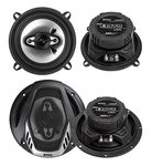 BOSS NX524 5.25 Inch 300 Watt 2 Pack and NX654 6.5 Inch 400 Watt 2 Pack 4 Way Car Audio Coaxial Speaker Set with 2.25 Inch Mounting Depth (4 Pack)