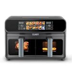 9L Dual Air Fryer 2800W Large Double Air Fryer XXL, Visible Window 2 Drawers Airfryer, LED Display 2 Basket Double Stack Air fryers, Oil Free 12 Pre-sets Large Air Fryer for Family Multi Cooker