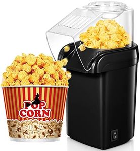 Machine a Pop corn à Air Chaud 1200W,Ménages, Poping Rapide En 2 Minutes,Sans Graisse Ni Huile,Incl. CuillèRe à Mesurer De MaïS,Design Compact, Pour Les Films à La Maison Et Les FêTes De NoëL, Noir