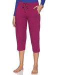 Van Heusen Women Relaxed Fit Lounge Capris - Cotton Spandex - Smart Tech+, Easy Stain Release, Moisture Wicking, Ultra Soft_55304_Burgundy_XL