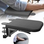 NODOCA Arm Rest for Desk, 9.8'' Ergonomics Desk Extender, Soft Sponge Built-in, Punch-Free Clamp on, Foldable Arm Support for Desk, Wrapped in Eco-Friendly Leather, Arm/Wrist Rest