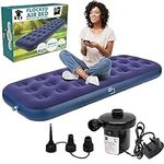 Supply Cube Single Airbed, Air Bed with Pump | Single Air Bed, Air Mattress, Inflatable Mattress, Single Blow Up Mattress, Camping Mattress, Blow Up Bed, Airbed, Air Bed Single Adult & Kids, AC Pump