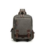 Sechunk Canvas backpack Messenger Bag Sling Bag Cross Body Bag Shoulder Bag For Men Women, Grey, S, Stylish