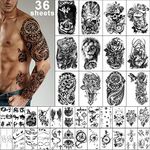 Yazhiji 36 Sheets Temporary Tattoos