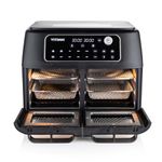 Vitinni Dual Air Fryer Oven, 11L, 10 Different Pre-sets, Twin Compartment Airfryer Oven with Shelves, Large Air Fryer Perfect for Feeding Larger Families and Guests, Sync-Match Feature (Dual Oven)