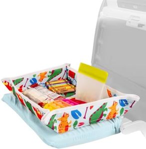 Lusso Gear Kids Airplane Tray Table Cover - Storage Pockets for Toddler Toys & Snacks - Kids Travel Essentials & Organizer - Portable Fit for Most Airplane Trays - Dinos