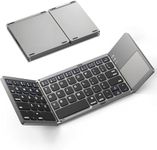 XIKKART Foldable Bluetooth Keyboard with Touchpad - Portable Wireless Keyboard, Rechargeable Battery Full Size Ultra Slim Pocket Size Folding Keyboards for Android Windows iOS Tablet & Laptop - Black