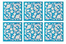 Shiv Kripa Blue Pottery Floral Home Decor Office Decorative Ceramic Mosaic Wall Handmade Kitchen Washroom Tile Tabletop Interior Exterior Flooring Wall Tile (Sky Blue & White) (6 x 6)