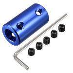 uxcell 8mm to 8mm Bore Rigid Coupling Set Screw L25XD14 Aluminum Alloy,Shaft Coupler Connector,Motor Accessories,Blue w Wrench