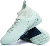 Biayvisas Soccer Cleats for Mens Womens Turf Soccer Shoes Indoor Footall Cleats High Ankle TF AG FG Football Boots Wide Training Sneaker (USW_2501 Yue TF_43)