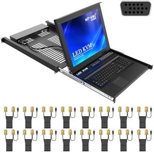16 Port Rack Mount KVM Over IP Remote Access, MT-VIKI IP KVM Console w/17'' LCD Monitor, 1 Local & 1 Remote Access, Included 16 KVM Cables