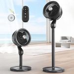 YOKEKON Standing Fan, Table Pedestal Fan 2-in-1, 3D Oscillating Fan with Remote & Aroma Box, 7-Hour Timer, Tower Floor Fan for Bedroom, Living room, Kitchen, Dorm, Home, Office, Indoor, Black