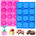 shypeg Round Cylinder Silicone Mold 2Pcs Classic Collection 12 Holes Mold Shapes for Chocolate Cake Candy Pudding Mini Soap Cupcake Handmade Soap Muffin Cheesecake Brownie