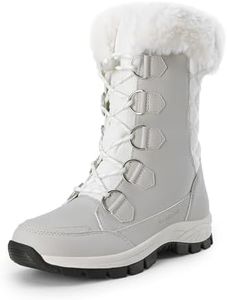 DREAM PAIRS Women's Waterproof Winter Snow Boots, Warm Comfortable Faux Fur Insulated Non-Slip Outdoor Lace-Up Florin Mid Calf Booties,Size 11,White/Grey,SDSB2206W