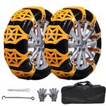 Yanxora 8pcs Snow Chains for Cars Anti-skid Snow Tyre Tire Chains Beef Tendon Wheel Chain non-slip for Ice Snow Mud Road Safety Anti Slip 165mm-265mm (6.49-10.43 inch)