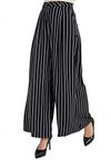 Tronjori Women High Waist Casual Wide Leg Long Palazzo Pants Trousers Regular Size(M,Black White)