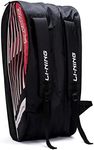 Li-Ning Flash Triple Zipper Polyester Badminton Kit Bag (Black, Large) | Easy - Access Compartments | Spacious | Unisex - Men, Boys, Girls, Women