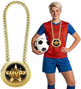 Oversized Football Turnover Chain MVP Medal – 6 Inch Big Gold Award for Most Valuable Player,Champion Chain for Sports Competitions Celebration,Office MVP,Coach, Prize Gifts Football Party Favors