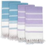 Turkish Beach Towel | Set of 4 | 38x71 inch | Quick-Dry, Sand-Free, Lightweight, Oversized Blankets Towel for Beach, Pool, Bathroom, SPA, Gym and Yoga (2 Aqua - 2 Lilac)