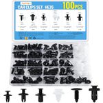 JatilEr 100 Pcs Car Body Trim Clips, Plastic Rivet Fasteners Universal Auto Black Nylon Clips Bumper Clips Car, Panel Clips Door Trim Retainer Push Type Retainer Clips Kit Steel Car Accessories