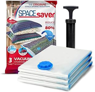 SpaceSaver Vacuum Storage Bags - Clothes Storage Bag Vacuum Pack - Space Saver Vacuum Storage Bags for Clothes Storage, Vacuum Bags for Bedding - Vacuum Bags for Clothes - with Pump (JUMBO 3-Pack)