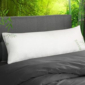 DreamZ Body Pillow Memory Foam Long Full Cushion Sleep Maternity Nursing Support Removable Bamboo Fiber Cover with Zipper Pillowcase Breathable, 120cmx36cm