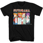 Futurama Fry Leela Zoidberg Grid Planet Express Adult T-Shirt, Black, Medium