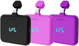LLEVVELL LVL Spark Charger - 3 Pack- Midnight Black - Hot Pink - Deep Purple USB C 2500mAh Power Bank Portable Charger Bundle