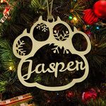 Wamantic Personalized Wooden Dog Cat Paw Ornament Christmas is Coming - Dog Cat Pet Name Customized Ornament Wood Ornament Pine Tree Hanging Christmas Decorations (25#)