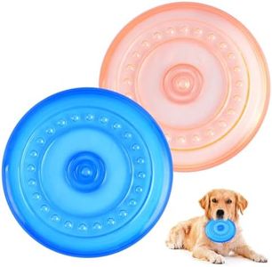 2 Pièces Frisbees pour Chien, 18.5CM Disque, Jouet Interactif en Caoutchouc pour Entraînement à la Terre et à l'Eau, Lancer, Attraper et Jouer
