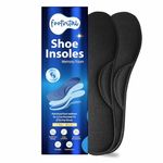 Footvital Memory Foam Shoe Insoles for Men and Women | Soft Cushioned Inserts for Long Standing and Walking | Supports Heel and Arch | Shock Absorbing | Moisture Absorbing | Lightweight Washable Insoles for All Shoes | 2 Pairs | Black | Size 8
