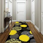 Narrow Runner Rug for Hallway Width 60cm/80cm/100cm/120cm Modern Washable Long Carpet Runner for Corridor/Kitchen/Doorway,Yellow Black and Gray (Size : 3.9ftx13.1ft/120x400cm)