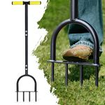 Colwelt Lawn Spike Aerator, Gardening Lawn Aerator for Compacted Soils and Lawns, Non-slip T-Handle Grass Spike Aeration with Four 9cm Solid Steel Spikes, 96cm