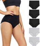 wirarpa Ladies Knickers Cotton Full Briefs High Waisted Underwear Panties for Women 5 Pack Size M