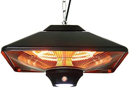 Ener-G+ HEA-21822LED-B Hanging Infrared Electric Outdoor Heater with LED and Remote, 1500 Watts, One Size, Black