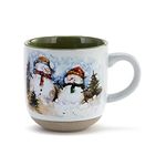 DEMDACO Dean Crouser Watercolor Snowman Friends White 12 ounce Stoneware Christmas Coffee Mug and Card Set