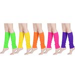 80s Women Knit Leg Warmers Ribbed Leg Warmers for Party Accessories (Rose, Fluorescent Green, Yellow, Orange, Purple, 5)