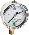 Fashlady 2000 PSI, Single Pack: Zenport LPG2000 Zen-Tek Glycerin Liquid Filled Pressure Gauge, 2000 PSI