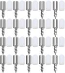 eMagTech 20PCS Shelf Support Pegs with White Non-Slip Cover One-Piece Shelf Pins Furniture Shelves Bracket Nickel-Plated Self-Tapping Screws for Cabinet Cupboard