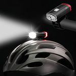 Bike Helmet Light, USB Rechargeable Dual Front & Rear Cycle Helmet Lights,IPX3 Water Resistant Portable Bike Helmet Torch for All Road Cyclists