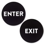 TRUSTY Round ENTER and EXIT Cutout Door Signs for Businesses Stores Bars Restaurants Shops (8" Black)