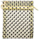 100-Pack 4x6 in Sheer Organza Gift Bags with Drawstring (Medium) - Polka Dot (Gold/Black) - for Wedding Party Favors, Jewelry, Candy, Treats Mesh Pouch by The Display Guys