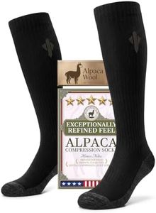 Heat equation Alpaca Compression Socks for Men & Women, 15-20 mmHg Knee High Graduated Circulation Support, Moisture Wicking XLL Black